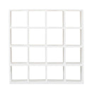 Estante de almacenamiento de madera para casa de muñecas en miniatura, escala 1:12, blanco, 16 estantes de rejilla, estante de pared decorativo para casa de muñecas, estantería de exhibición, casa de muñecas