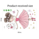 1 pieza de pegatinas de dibujos animados de niña y gatito bailando con mariposas, decoración para pared de dormitorio, pegatinas autoadhesivas impermeables.