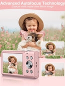 Cámara digital de 2,7K con enfoque automático para vlogs, cámara HD de 48 MP con videocámara de pantalla grande de 2,8" para fotografías para niños y adultos.