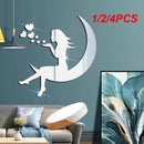 1/2/4 piezas de pegatinas de espejo acrílico con forma de corazón de luna, impermeables, autoadhesivas, para pared, para sala de estar, dormitorio de niña, mural para el hogar