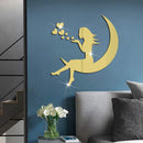 1/2/4 piezas de pegatinas de espejo acrílico con forma de corazón de luna, impermeables, autoadhesivas, para pared, para sala de estar, dormitorio de niña, mural para el hogar