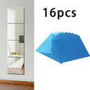 16 pegatinas de espejo de pared cuadradas de 15 cm, plateadas, decorativas para el hogar, impermeables, autoadhesivas, para espejo de baño