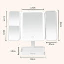 Tri-Fold LED Makeup Mirror 3 Tone Lights Portable Compact Desktop Vanity Mirror 2X/3X Magnifying Rotable Lighted Makeup Mirror